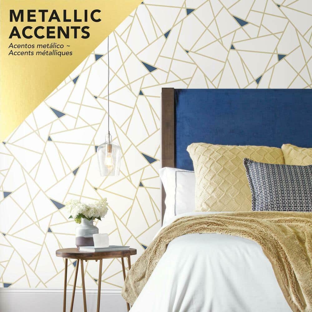 Gold Geometric Abstract Peel and Stick Wallpaper, 20.5" x 198"