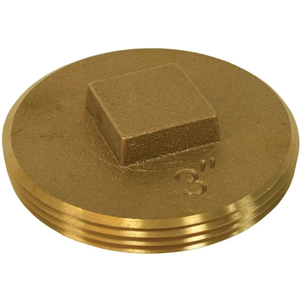 JONES STEPHENS 4 in. Brass Raised Head Cleanout Plug 4-1/2 in. O.D. for DWV