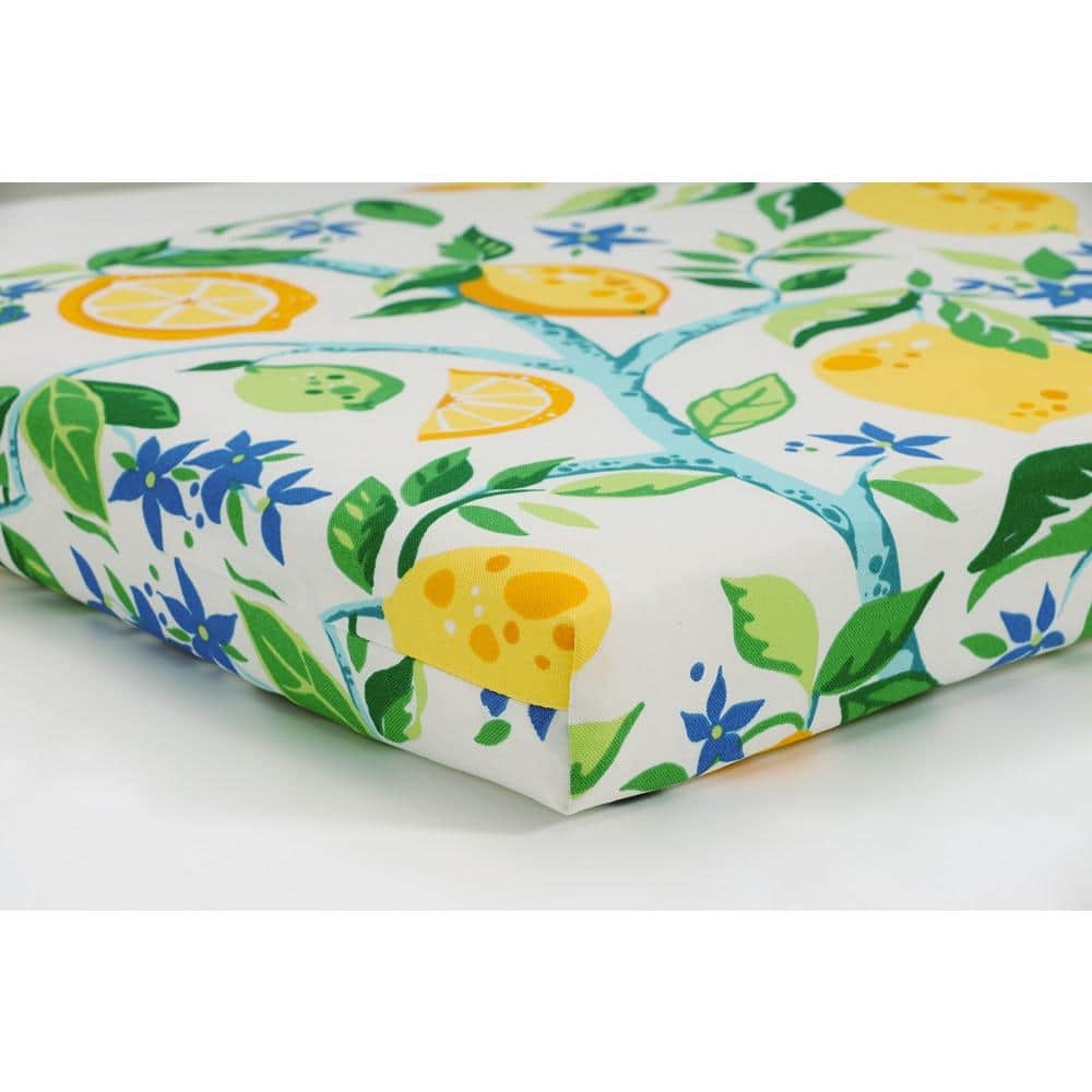 Lemon Tree Yellow and Green Square Corner Seat Cushions, Set of 2