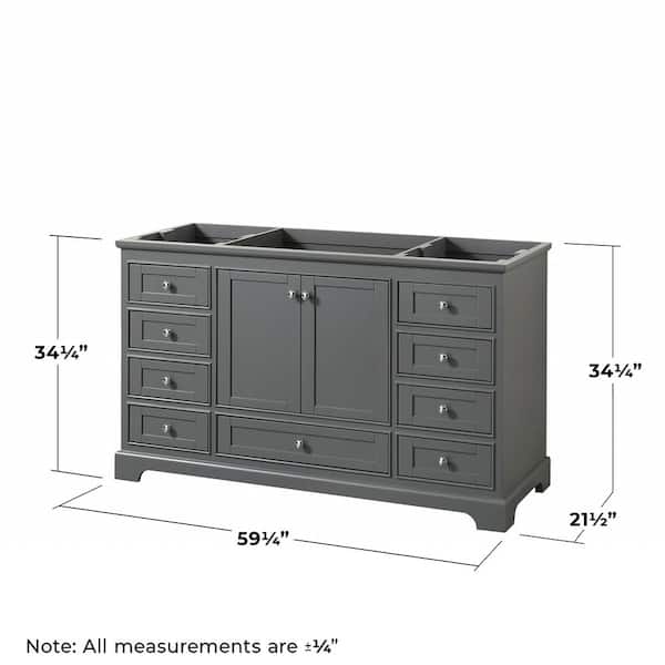 Deborah 59.25 in. W x 21.5 in. D Vanity Cabinet in White