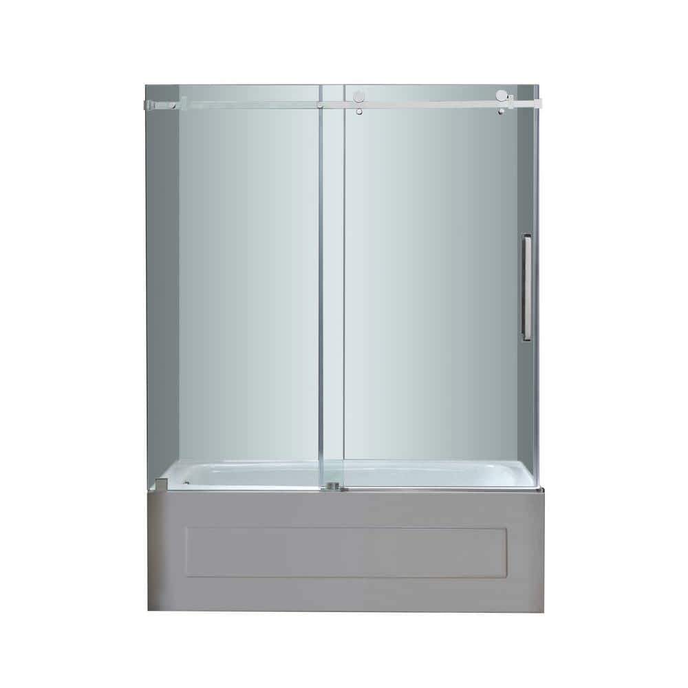 Moselle 60" Frameless Chrome Sliding Tub Door with Clear Glass
