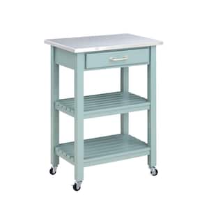 Colorado Aspen Valley Wood Kitchen Cart w/Stainless Steel Top