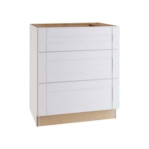 Washington Vesper White Plywood Shaker Assembled 3 Drawer Base Kitchen Cabinet Soft Close 24 in W x 24 in D x 34.5 in H