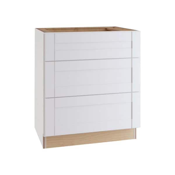 Washington Vesper White Plywood Shaker Assembled Vanity Drawer Base Kitchen Cabinet Sft Cl 30 in W x 24 in D x 34.5 in H