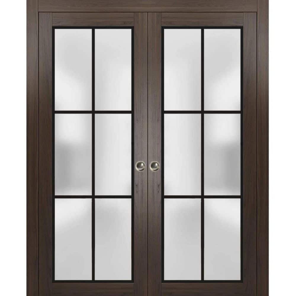 Assemble Required 36 in. x 96 in. 2-Panel Chocolate Ash Finished Solid Wood Sliding Door with Hardware price history on PriceWatchPro