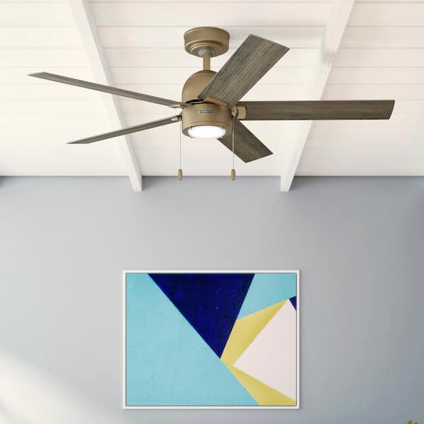 Erling 52 in. Integrated LED Indoor Burnished Brass Ceiling Fan with Light Kit Included