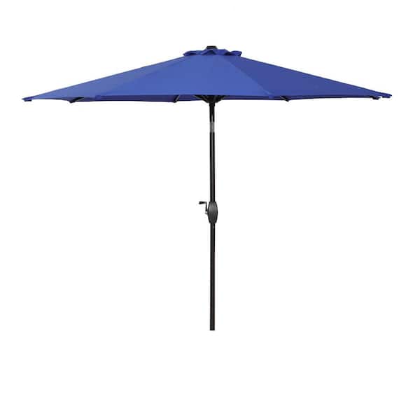 maocao hoom 9 ft. Aluminum Outdoor Market Patio Umbrella with Push Button Tilt and Crank in Navy Blue