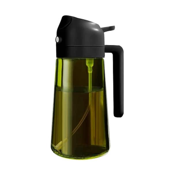 16 oz. Glass Olive Oil Sprayer with Light-Blocking, Food-Grade for Cooking, Air Fryer, BBQ and Kitchen, Black (1-Pack)