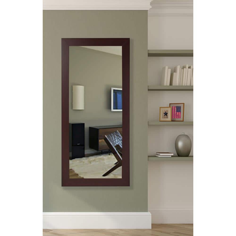 Oversized Rectangle Dark Mahogany Modern Mirror (65.5 in. H x 30.5 in. W)