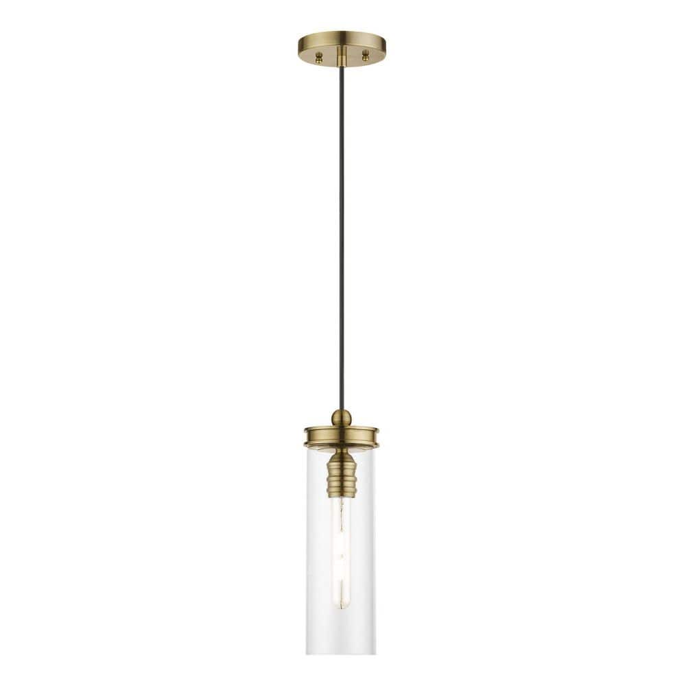 Brenford 1-Light Antique Brass Mini Pendant with Clear Glass Shade with Clear Glass price history on PriceWatchPro