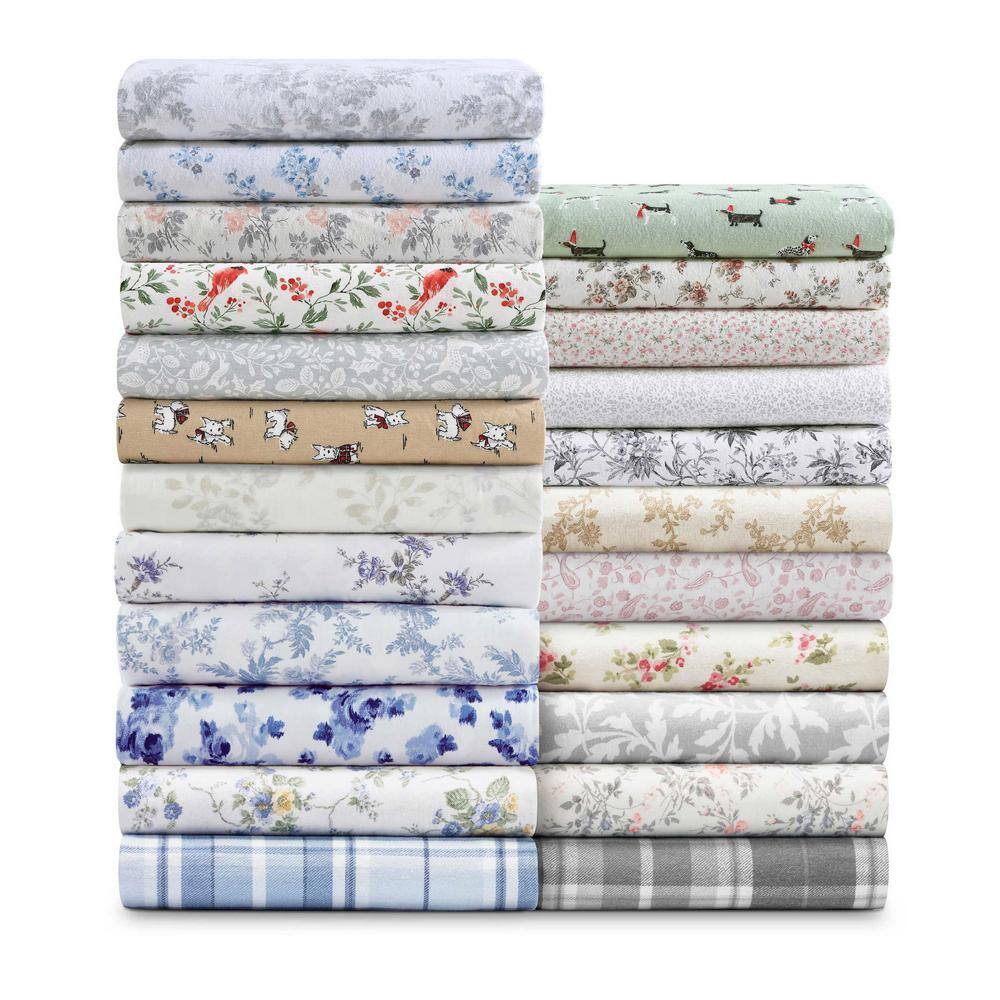 Deer Dance Grey Cotton Flannel Queen Sheet Set