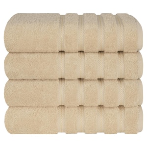 Bath Towel Set, 4-Piece 100% Turkish Cotton Bath Towels, 27 x 54 in. Super Soft Towels for Bathroom, Sand Taupe
