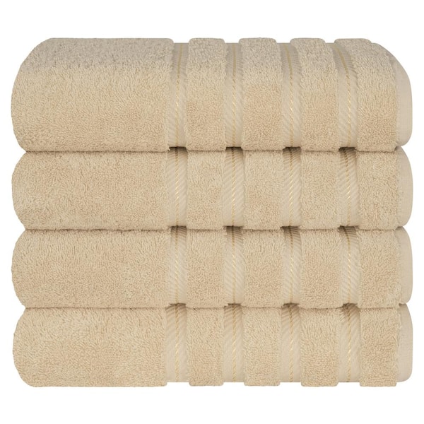 American Soft Linen Bath Towel Set, 4-Piece 100% Turkish Cotton Bath Towels, 27 x 54 in. Super Soft Towels for Bathroom, Sand Taupe