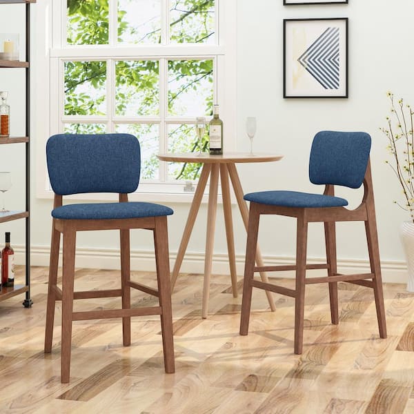 CHRISTOPHER KNIGHT HOME Fessenden 42.37 in. Dark Blue Upholstered Bar Stool (Set of 2)