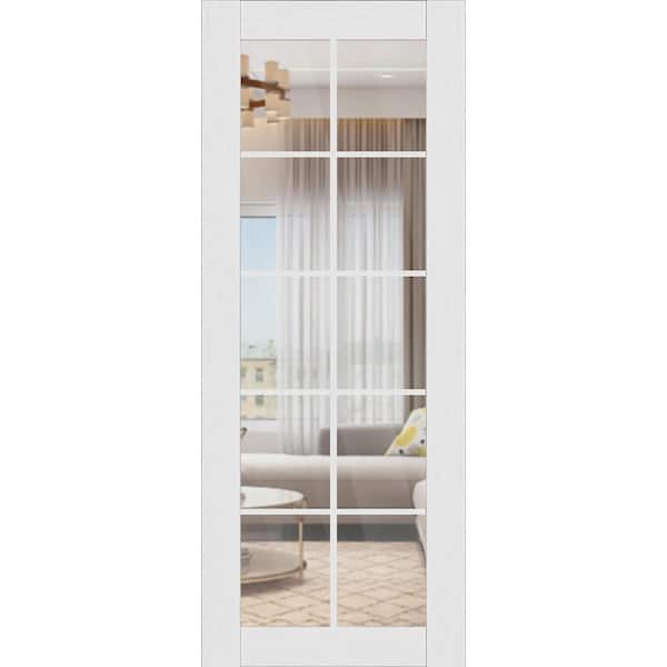 Paola 10 Lite 18 in. x 80 in. Bianco Noble 10-Lite Clear Glass Composite Solid Core Wood Interior Door Slab
