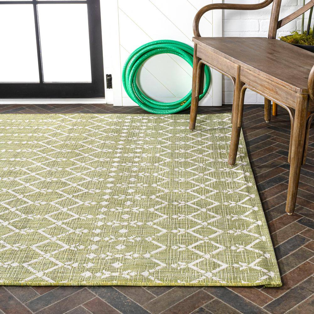 Boho-Chic Moroccan Tribal Geometric Black 9' x 12' Outdoor Area Rug