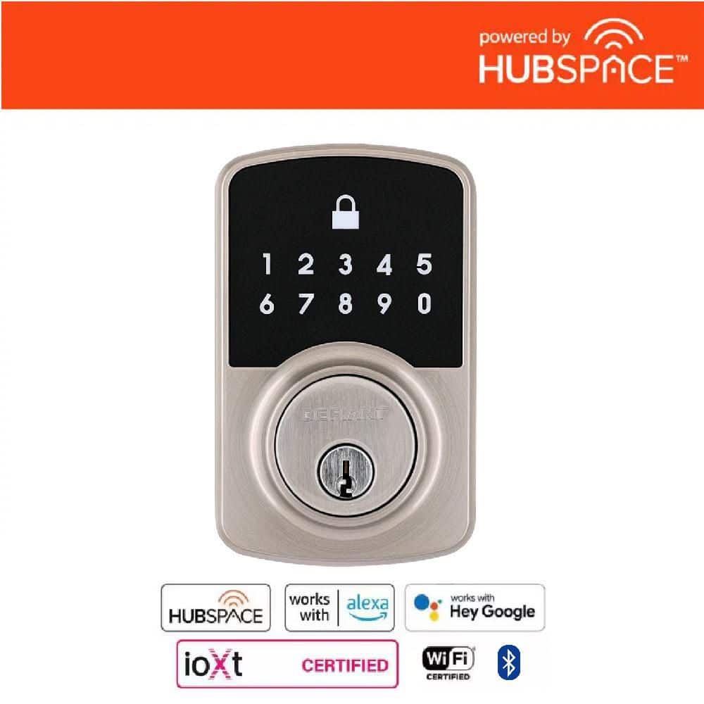 Square Compact Satin Nickel Electronic Single Cylinder Deadbolt Wi-Fi Enabl