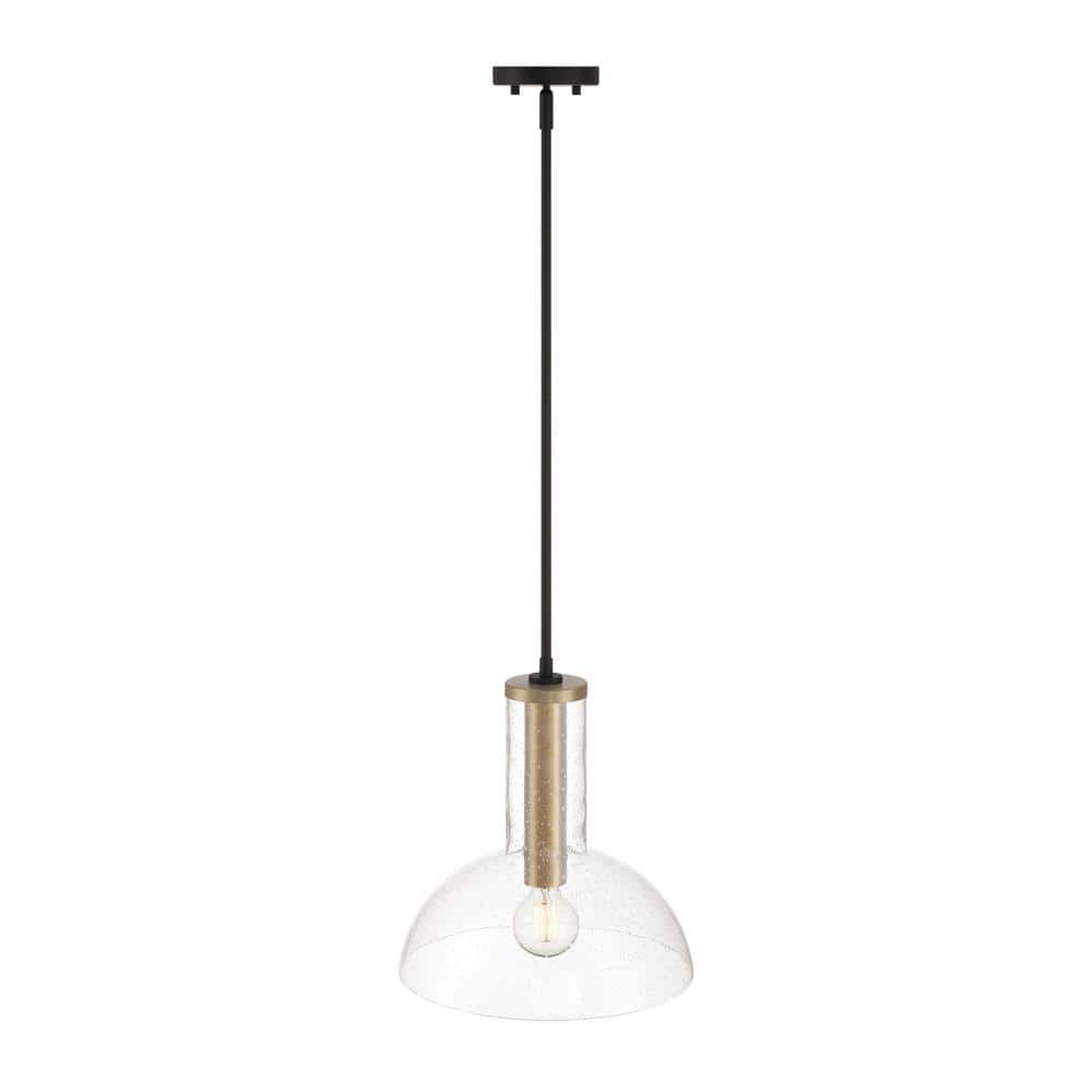 Nova 14-inch Matte Black and Brushed Gold Modern Pendant Light
