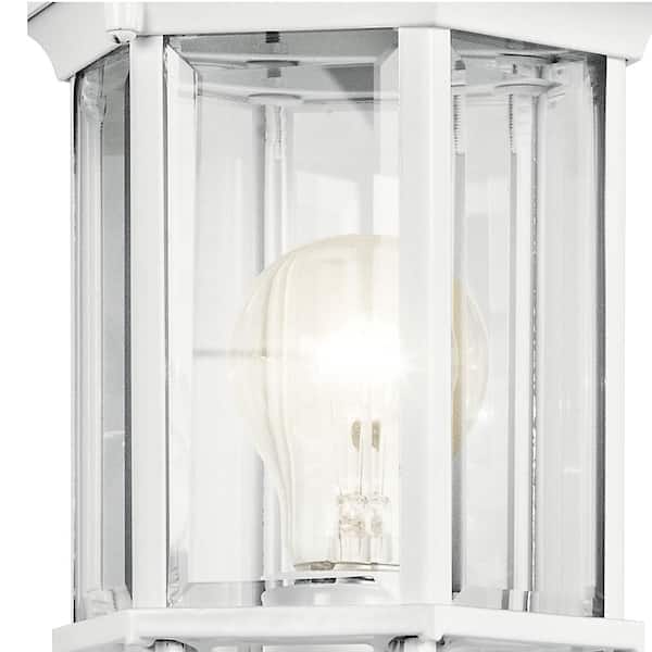Chesapeake 17 in. 1-Light White Outdoor Hardwired Wall Lantern Sconce with No Bulbs Included (1-Pack)