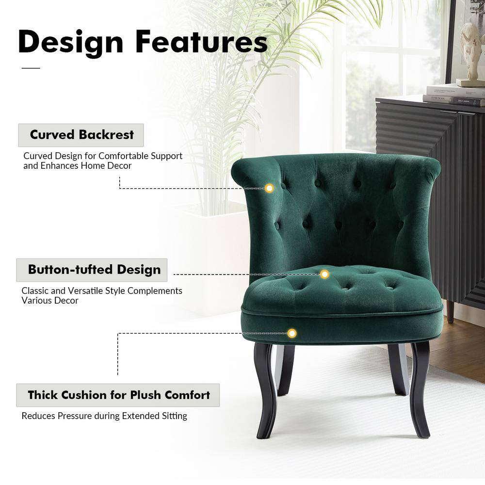 Pine Green Velvet Barrel Accent Chair Set with Manufactured Wood Legs