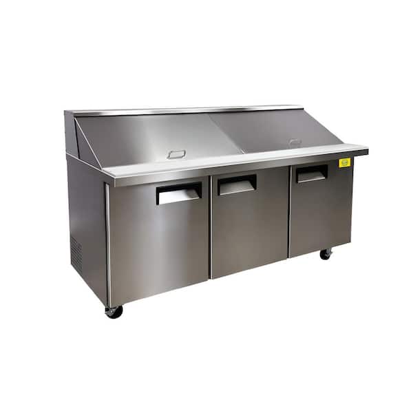 Elite Kitchen Supply 70.4 in. 15.5 cu. ft. Commercial NSF Sandwich Prep Table Mega Top two door ESP72M Stainless Steel