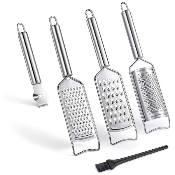 Stainless Steel Cheese Grater Set for Kitchen Grater, Peeler, Slicer, Vegetable, Fruit, and Chocolate (5-Pack)