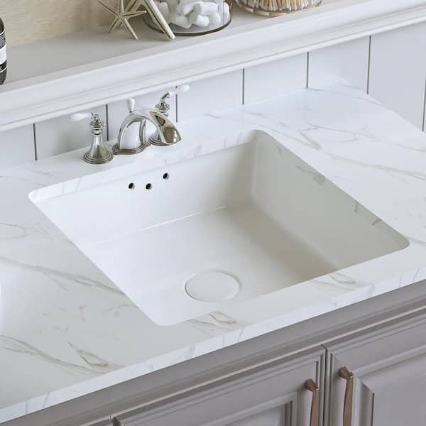 DEERVALLEY Ursa 15.75 in. Rectangular Undermount Bathroom Sink with Overflow Drain in White Vitreous China