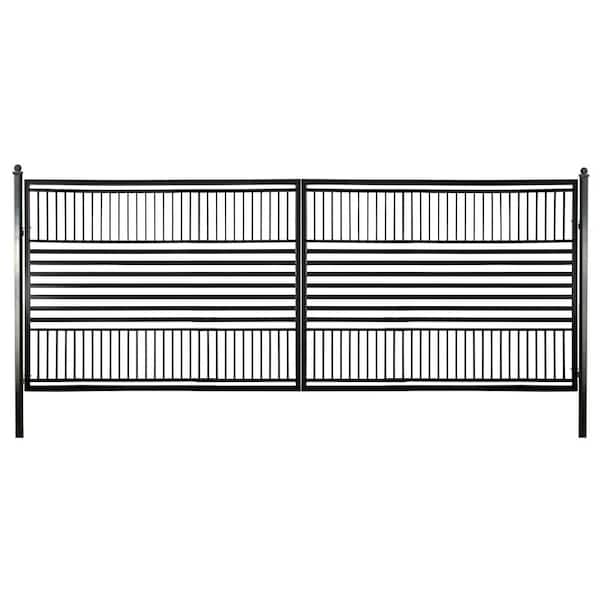 ALEKO 16 ft. x 6 ft. Barcelona Black Metal Steel Dual Swinging Driveway Fence Gate