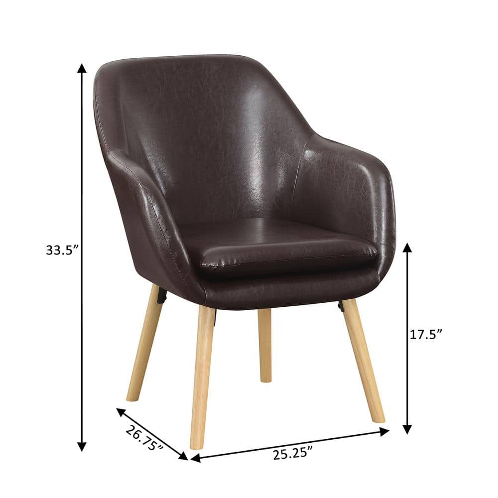 Espresso Faux Leather and Velvet Wingback Accent Chair