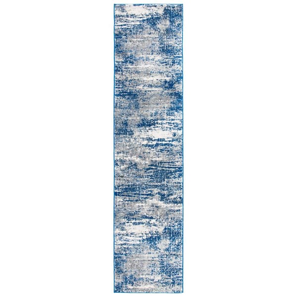 SAFAVIEH Evoke Dark Blue/Gray 2 ft. x 9 ft. Solid Runner Rug
