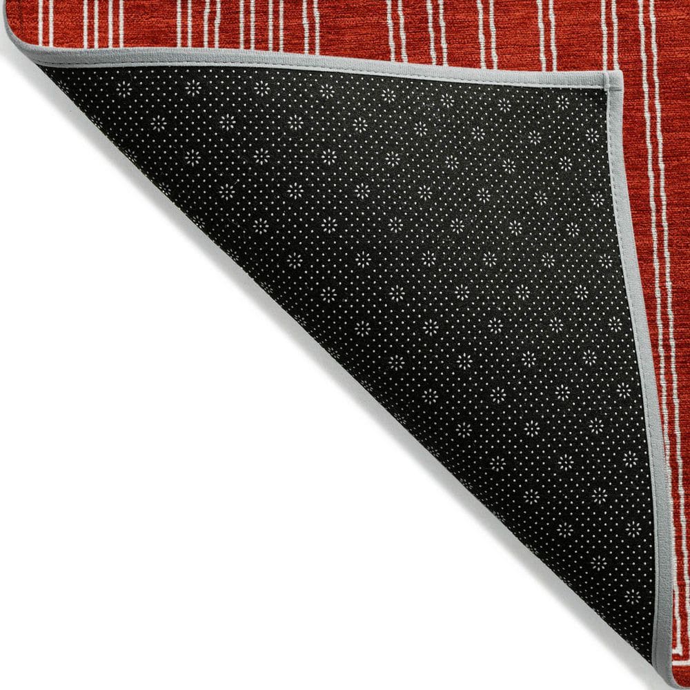 Red Geometric Synthetic Washable Runner Rug 2'3" x 7'6"