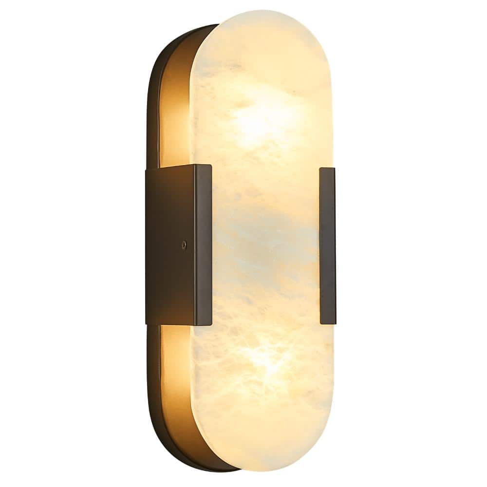 4.48 in. 1-Light Black Alabaster Wall Sconce Marble Vanity Wall Light For Bedroom Stairway Hallway Bathroom price history on PriceWatchPro