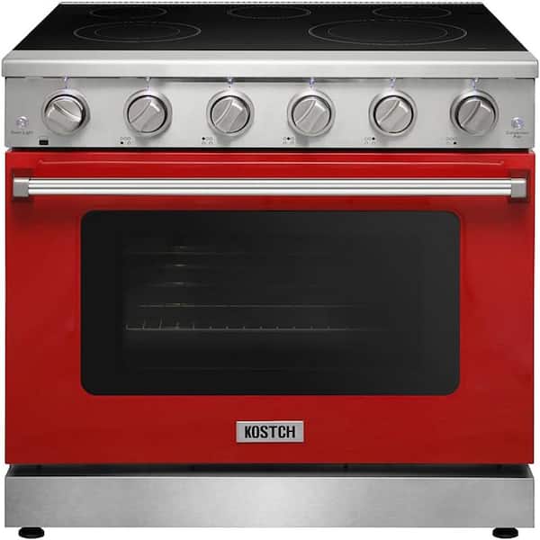36 in. 6 Burners Freestanding Propane Gas Range in Stainless Steel with 6.0 cu. ft. Convection Oven and Red Oven Door