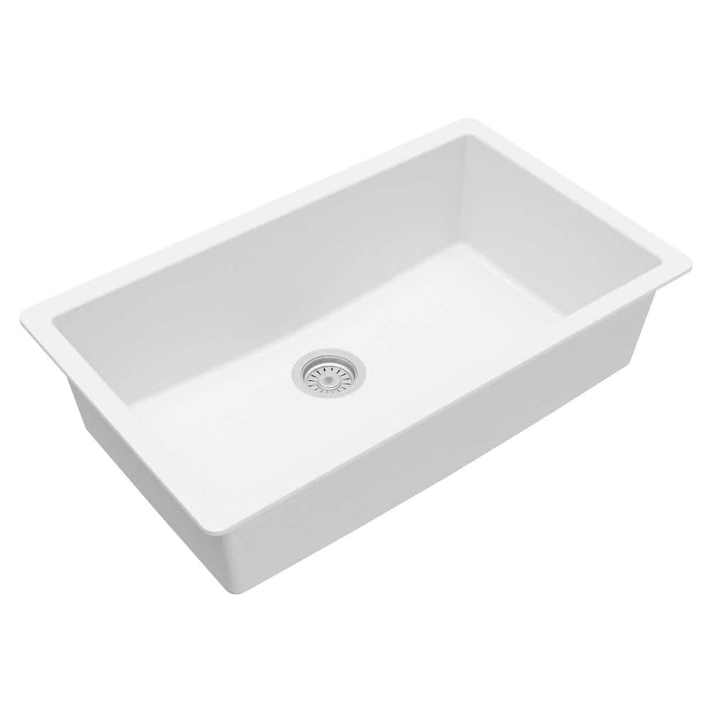 White Quartz Large Single Bowl Undermount Kitchen Sink