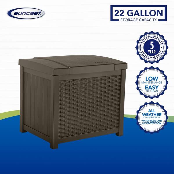 Basics 22Gallon Resin Deck Storage Box Grey Deck Boxes Outdoor Storage