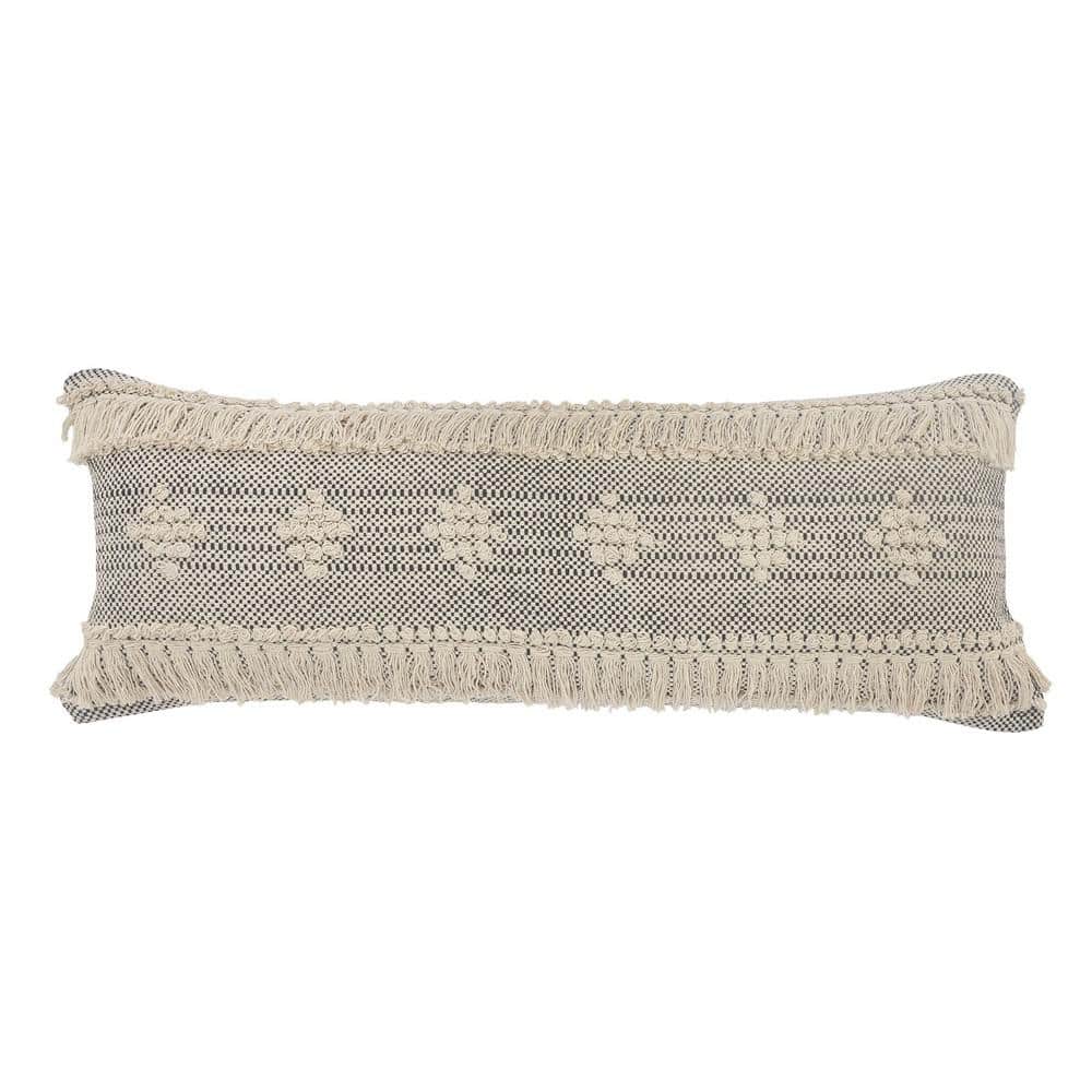 Eleanor Diamond Gray / Taupe Over-Tufted Soft Poly-Fill 14 in. x 36 in. Ind