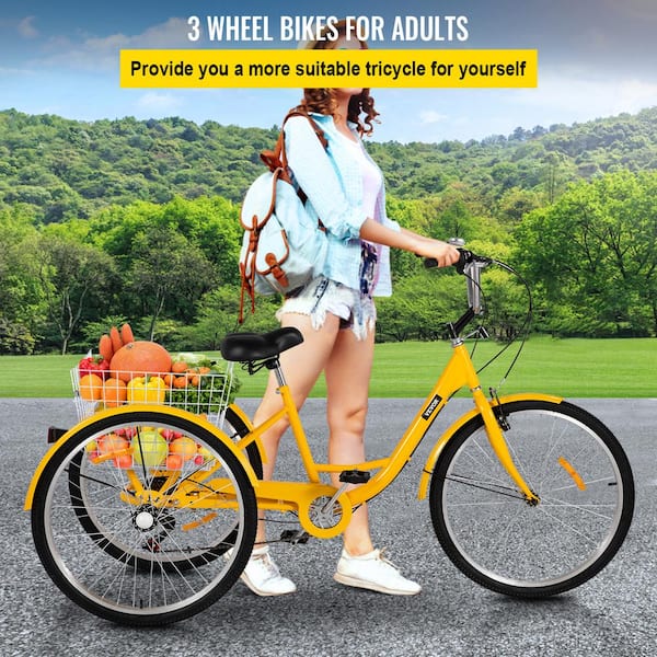 Adult Tricycle Trikes, 3-Wheel Bikes, 26 in. Wheels Cruiser Bicycles with  Large Shopping Basket for Women and Men GM-H-305 - The Home Depot