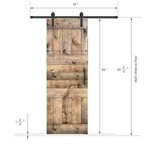 Mid Lite Series 30 in. x 84 in. Fully Set Up Dark Walnut Finished Pine Wood Sliding Barn Door With Hardware Kit