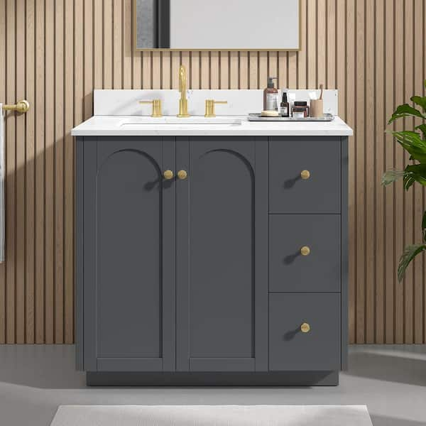 Home Decorators Collection Anabelle 36 in. Single Sink Charcoal Grey Bath  Vanity with Engineered Carrara Marble Top (Assembled) 23013-VS36-CRP - The  Home Depot