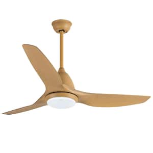 52 in. Indoor Yellow Ceiling Fan with Light Kit and Remote Control LED Ceiling Light (No Bulb)