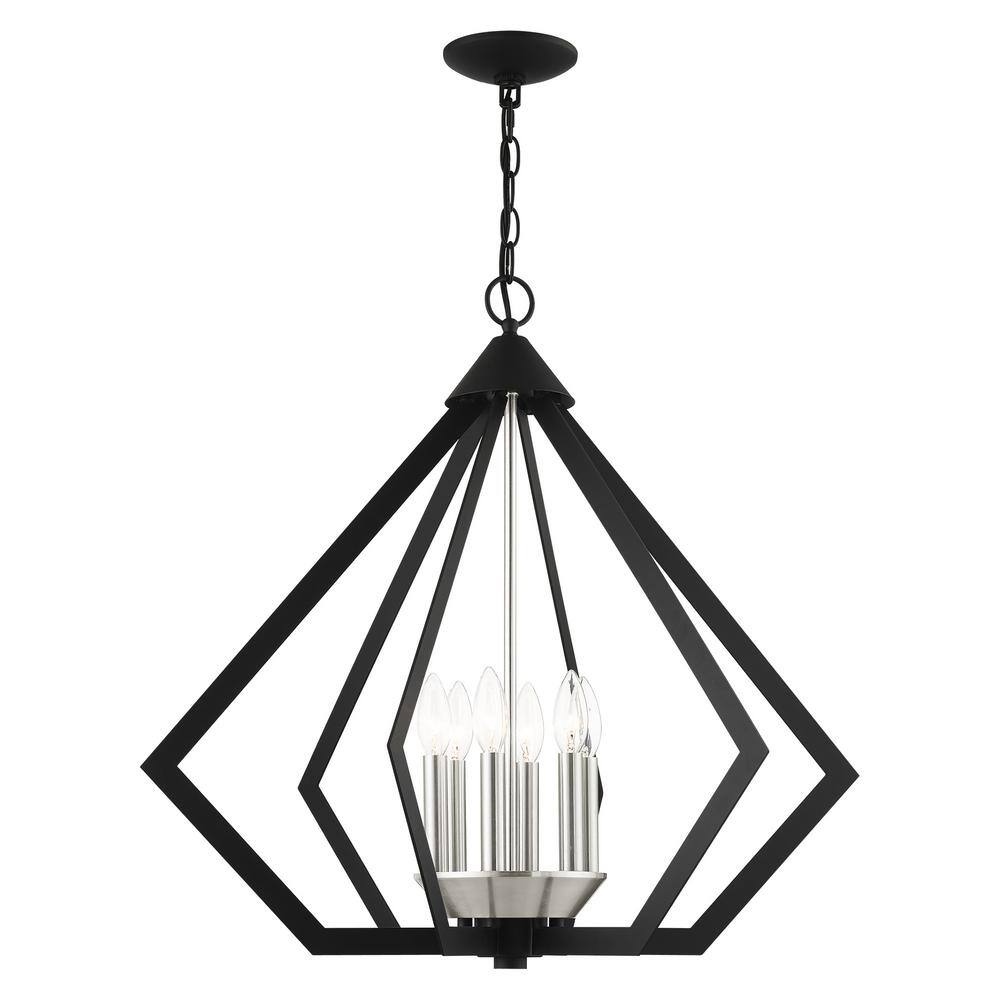 Prism 6-Light Black and Nickel Steel Chandelier