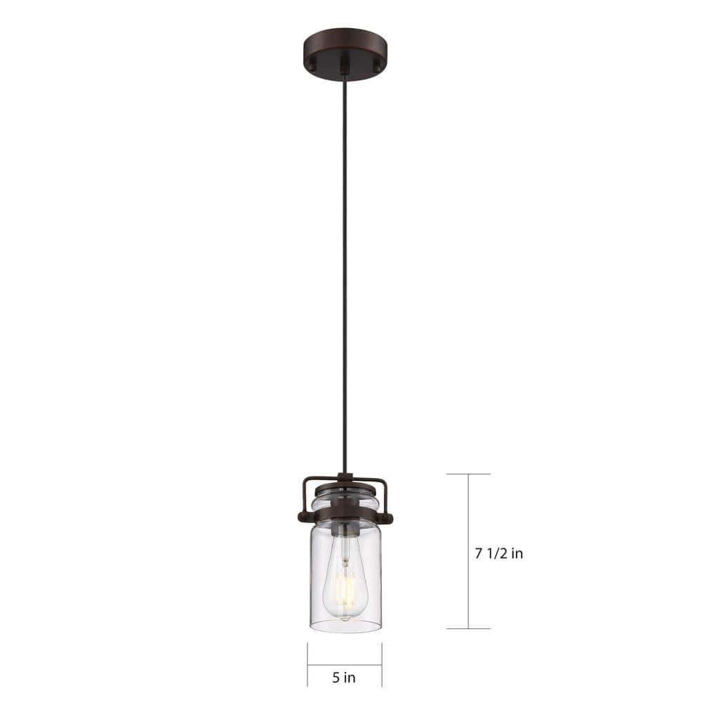 Mahogany Bronze Mini Jar Pendant Light with Clear Glass Shade