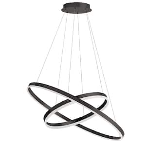 Circulo 1-Light Dimmable Integrated LED Matte Black Statement Chandelier
