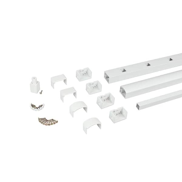 WESTBURY Tuscany 36 in. x 7 ft. White Aluminum Spaced Rail Flat Top Fence Rail Kit Level C10 with Mounts 170004TWH