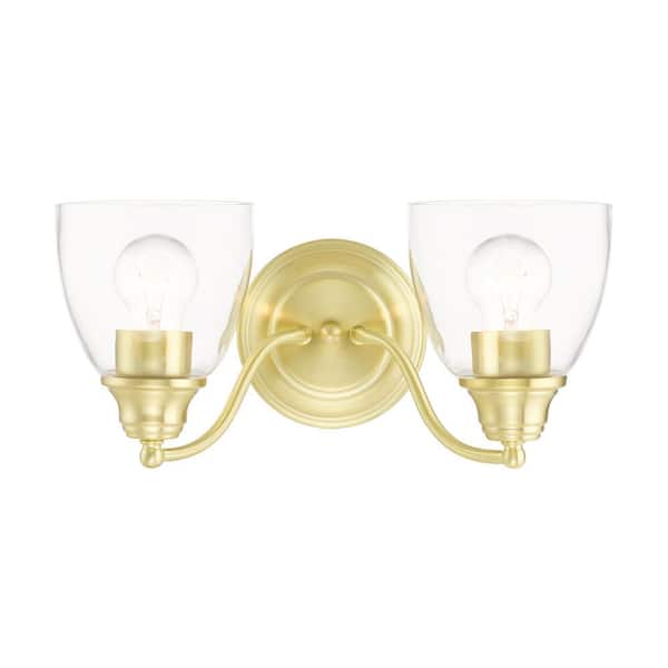 AVIANCE LIGHTING Grandview 13.5 in. 2 Light Satin Brass Vanity Light with Clear Glass