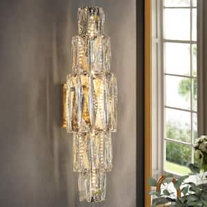 Cryptography Modern 1-Light Plating Brass Dimmable Wall Sconce with Crystal Decorations