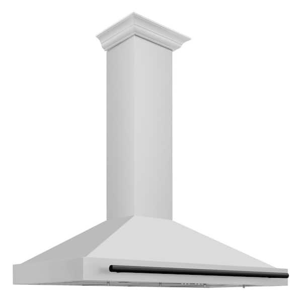 ZLINE Kitchen and Bath Autograph Edition 48 in. 400 CFM Ducted Vent Wall Mount Range Hood with Black Matte Handle in Stainless Steel