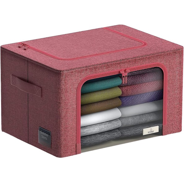 Storage Bins, Stackable and Foldable Clothes Organizer Bags, Pink 19.5 in. x 13 in. Polyester Decorative Box Set of 1