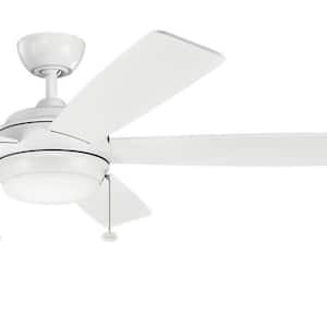Starkk 60 in. Indoor Matte White Downrod Mount Ceiling Fan with Integrated LED with Pull Chain