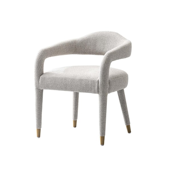Manhattan Comfort Aspen Modern Silver Lining Tweed Upholstered Dining Armchair
